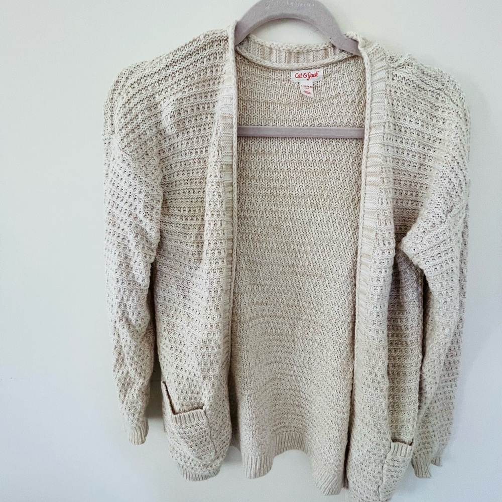 Cat & Jack Cream Open-Front Cardigan